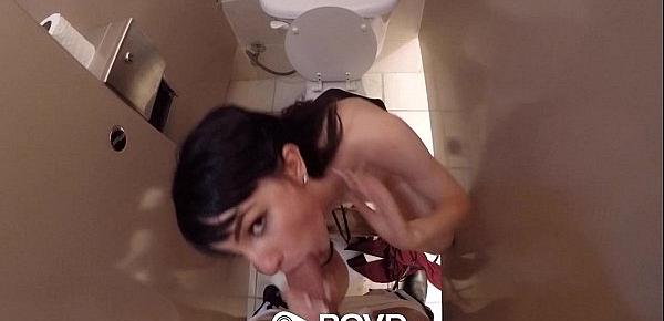  POVD - Restaurant worker fucks Allora Ashlyn in public bathroom